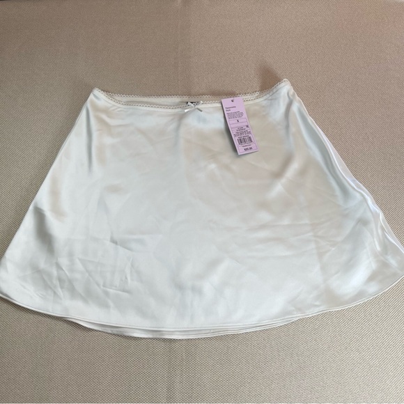 wild fable Dresses & Skirts - NWT Wild Fable Satin Slip Skirt White Lace Trim Mini Size S Fairy Romantic Y2K